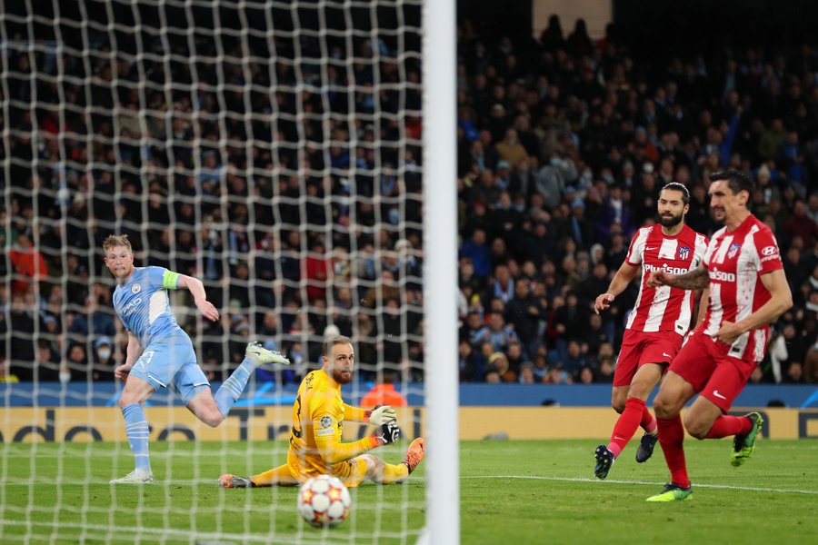 Manchester City-Atletico Madrid 1-0, gol di De Bruyne 