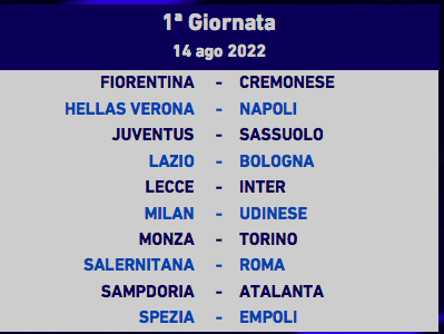 Serie A, calendario