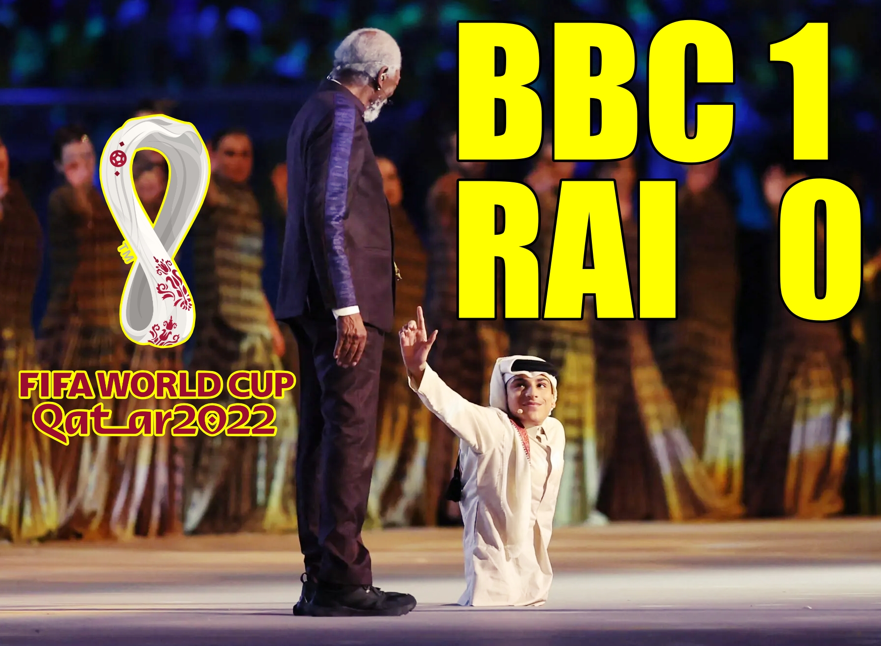 Cerimonia d'apertura dei Mondiali in Qatar, con Morgan Freeman